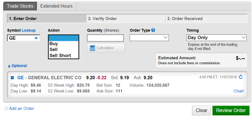 Screen shot - buy shares