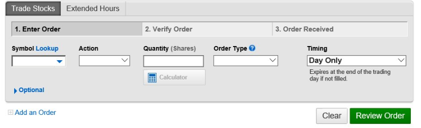 Screen shot - log into your brokerage account