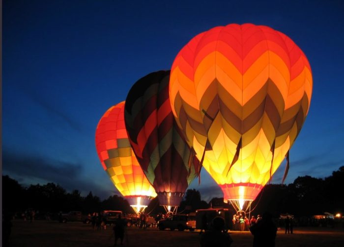 hot air balloons at night