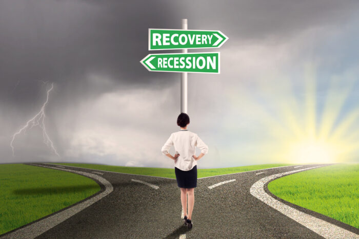 Woman on the road to recovery or recession finance